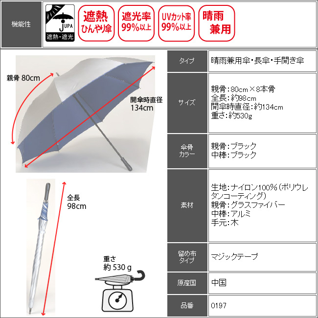 日傘 メンズ UVカット 晴雨兼用 遮光 遮熱 ゴルフ傘 強風対応 長傘 80c