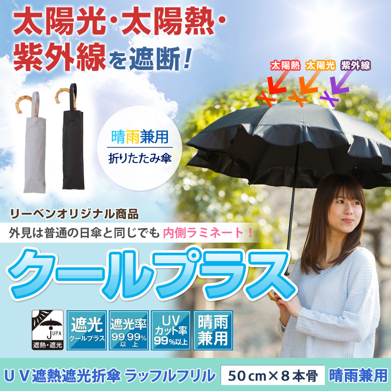 UV遮熱遮光ラッフルフリル晴雨兼用