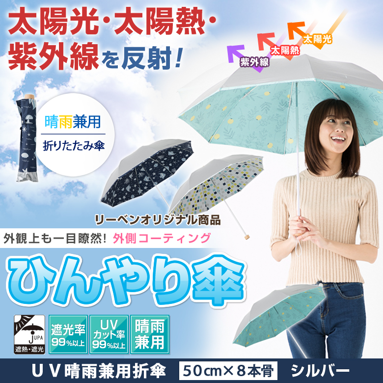 UV晴雨兼用軽量折傘シルバー