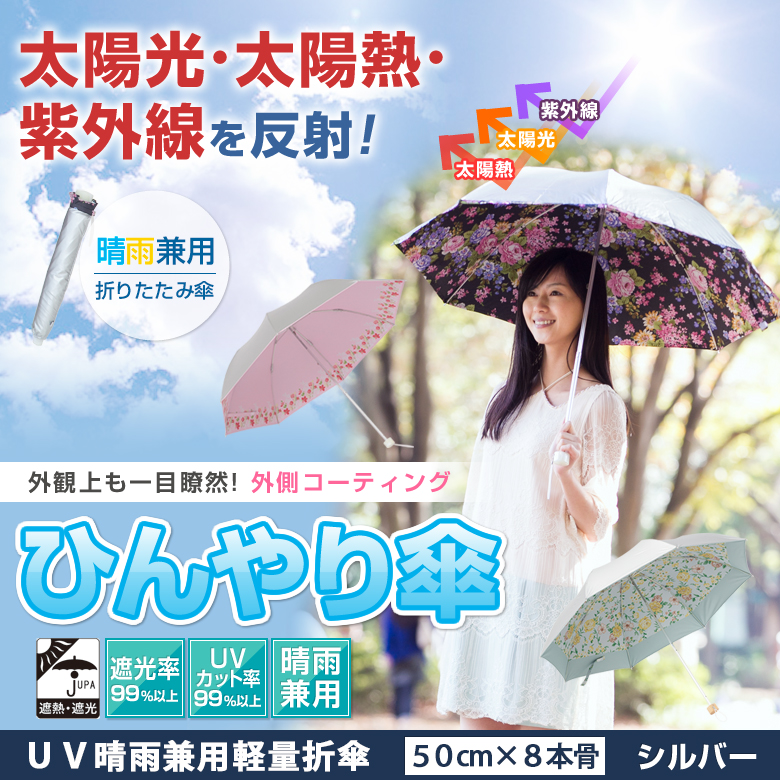 ＵＶ晴雨兼用軽量折傘シルバー