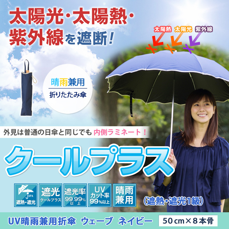 UV晴雨兼用折傘ネイビー
