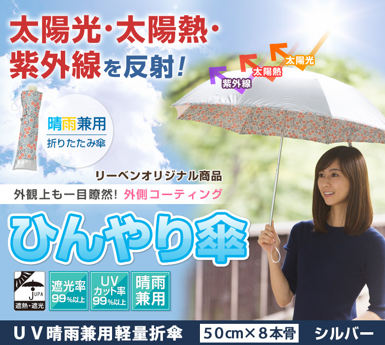 UV晴雨兼用軽量折傘シルバー