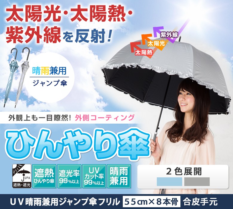 UV晴雨兼用ジャンプ傘フリル