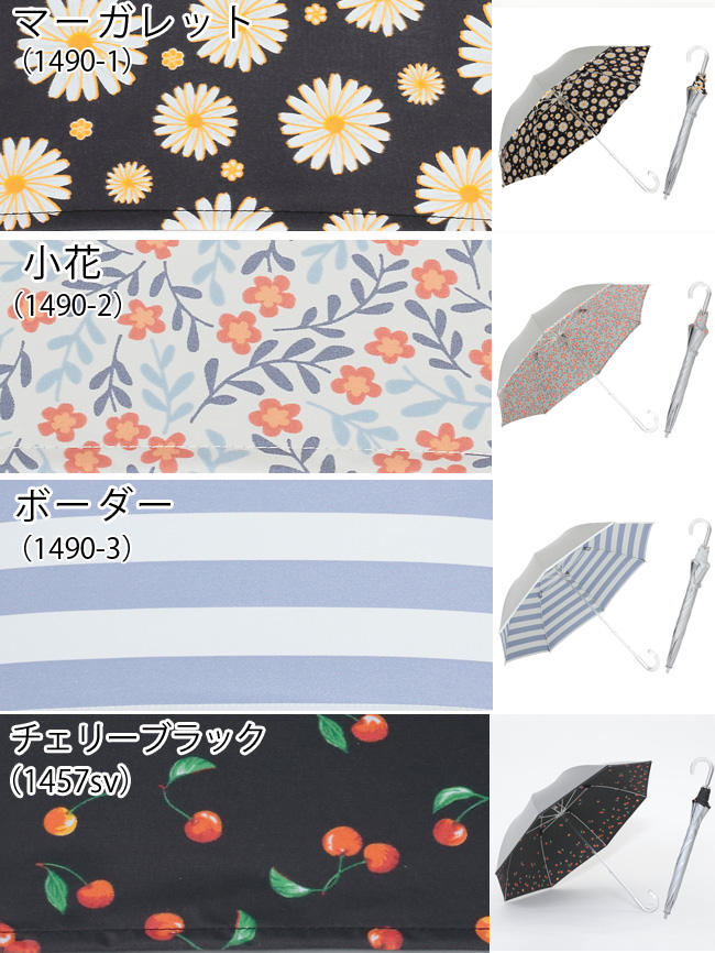 マーガレット、小花、ボーダー、チェリー柄ブラック